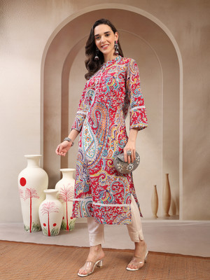 KAMLA PRINTS Women Printed Pakistani Kurta(Pink)