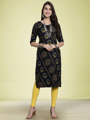 Moda Rapido Women Solid Straight Kurta(Grey)