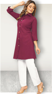 Rajmatacreation Women Solid Straight Kurta(Pink)