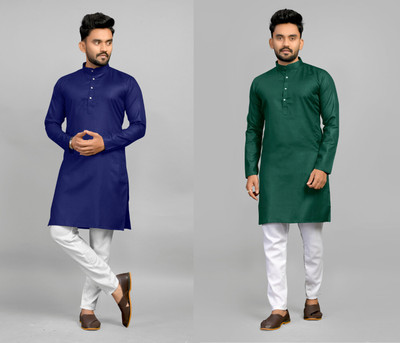 Fashionfricks Men Solid Straight Kurta(Multicolor)