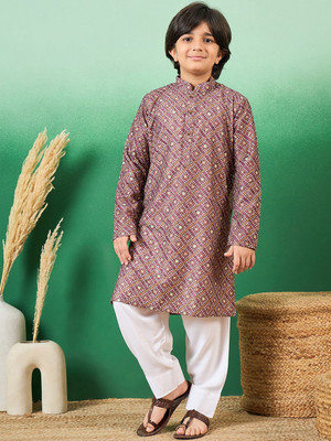 Sangria Boys Printed Straight Kurta(Purple)
