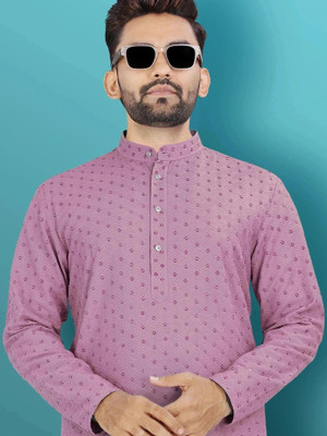 VeBNoR Men Self Design Straight Kurta(Purple)