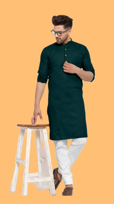 VINAARI Men Solid A-line Kurta(Green)