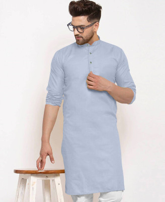 SUFFY CREATION Men Solid Straight Kurta(Grey)