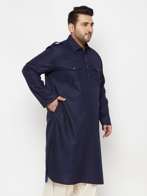 VASTRAMAY PLUS Men Solid Pathani Kurta(Blue)