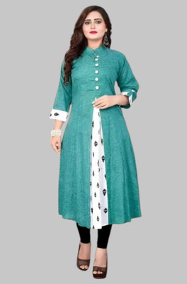 Texpa Fashion Women Printed A-line Kurta(Green)