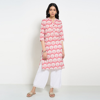 Rangmanch by Pantaloons Women Floral Print A-line Kurta(Pink)