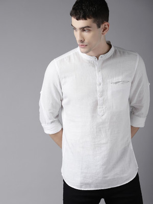 Tap in Men Solid Straight Kurta(White)