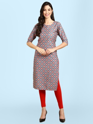 EthnicBasket Women Printed Straight Kurta(Brown, Red, Dark Blue)