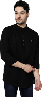Spykar Men Solid Straight Kurta(Black)