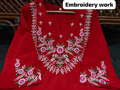Saral Women Embroidered, Floral Print A-line Kurta(Red)