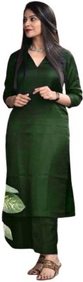 GKFASHIONS Women Self Design A-line Kurta(Green)