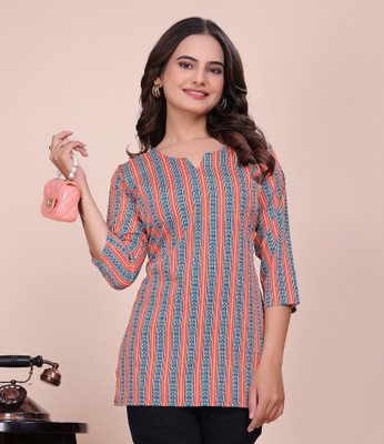 GLAM COUTURE Women Printed Straight Kurta(Blue)