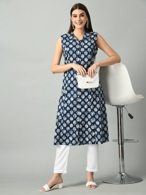 HOUSE OF COLOR Women Printed Straight Kurta(Blue)