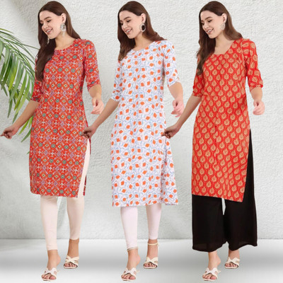1 Stop Fashion Women Printed A-line Kurta(Multicolor)