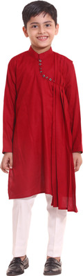 Greyash Boys Self Design Straight Kurta(Black)