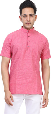Kavita Fasion Men Solid Straight Kurta(Pink)
