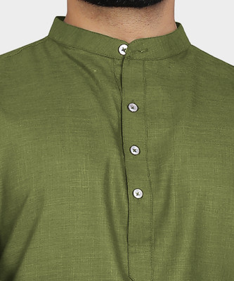 VeBNoR Men Solid Straight Kurta(Green)
