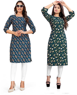 deshmi fashion Women Printed Straight Kurta(Multicolor)