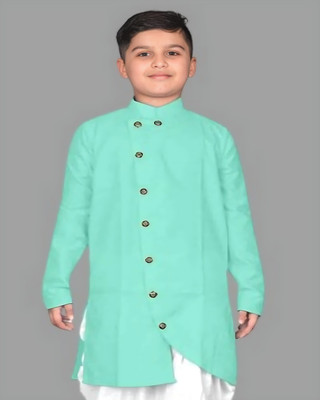 OmakarENT Boys Printed Straight Kurta(Light Green)