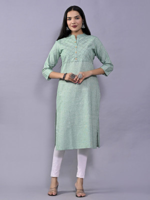 QuaClo Women Woven Design Straight Kurta(Light Green)