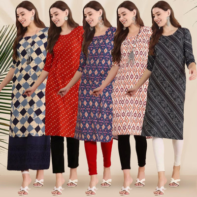 EthnicBasket Women Printed Straight Kurta(Multicolor)