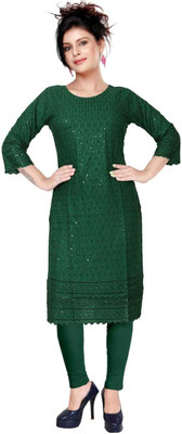 Dua Women Embroidered A-line Kurta(Red)