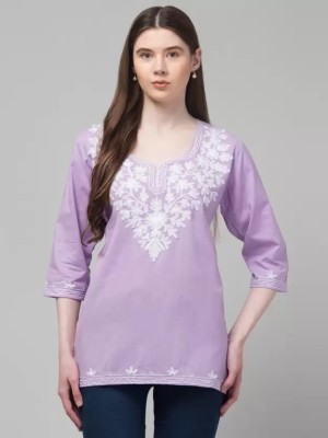 NSA fashion Women Embroidered Straight Kurta(Purple)