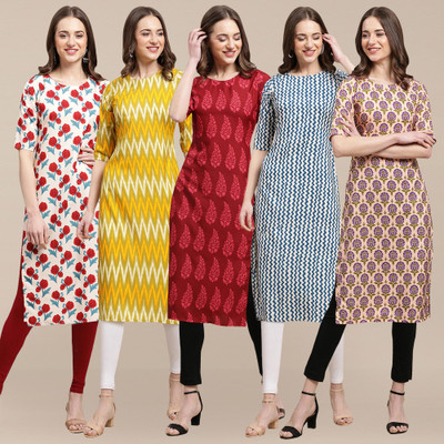 EthnicBasket Women Printed Straight Kurta(Multicolor)