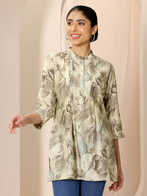 LIBAS Women Printed Straight Kurta(Beige)