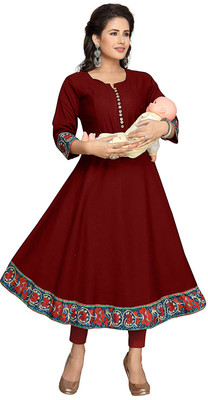 HF HOLYDAY FASHION Women Solid Anarkali Kurta(Maroon)