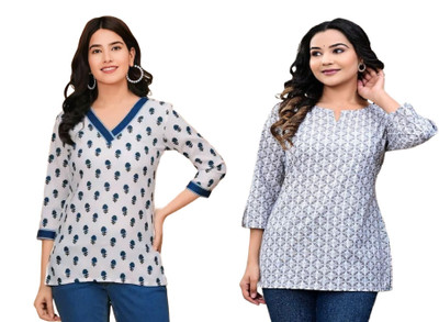GURUFASHIONS Women Printed Straight Kurta(Multicolor)