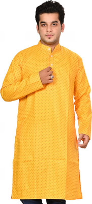 Kripto Katrox Men Printed A-line Kurta(Yellow)