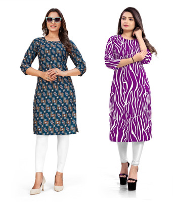 deshmi fashion Women Printed Straight Kurta(Multicolor)