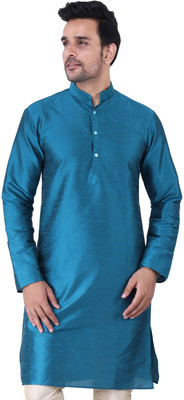 JEXI Men Solid Straight Kurta(Blue)