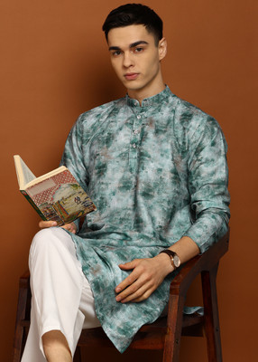 FUBAR Men Embellished Straight Kurta(Light Green)