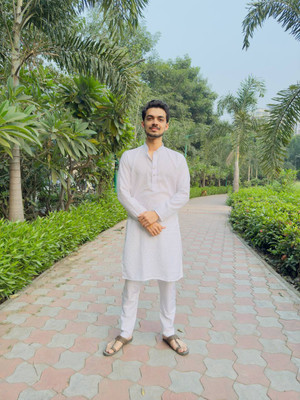 RKSonFashion Men Embroidered A-line Kurta(White)