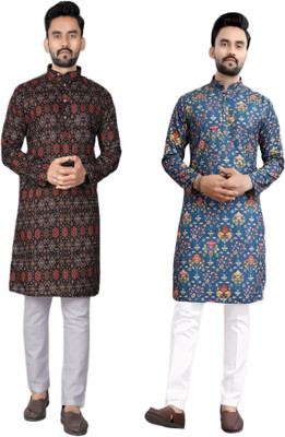 DHASU TRENDZ Men Printed Straight Kurta(Multicolor)
