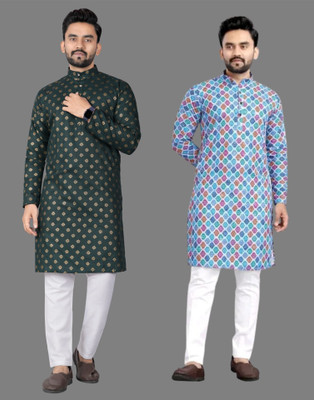 DHASU TRENDZ Men Printed Straight Kurta(Multicolor)