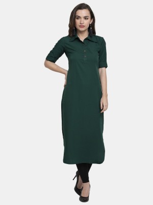 Aarsha Women Solid Straight Kurta(Green)