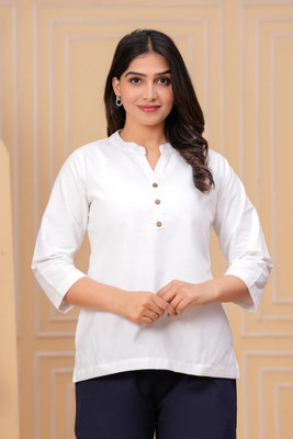 MIRHANIKA Women Solid A-line Kurta(White)