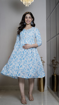 TRY ME Women Printed Anarkali Kurta(Blue)