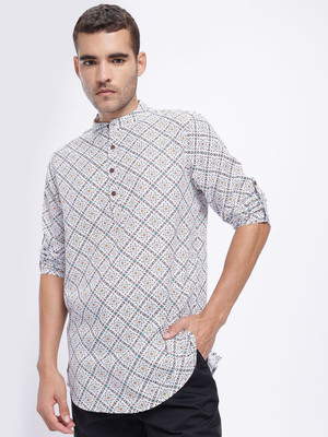 Anouk Rustic Men Geometric Print Straight Kurta(Multicolor)