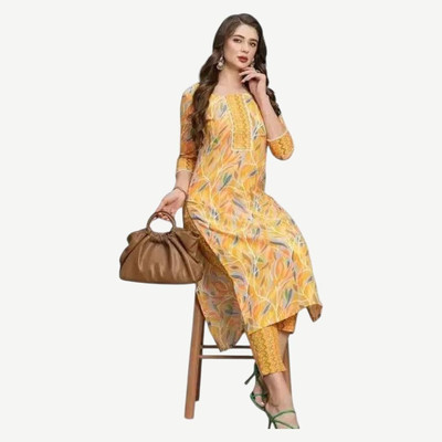 HouseOfCommon Women Printed Straight Kurta(Dark Green)