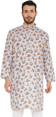 MAHARAJA Men Printed Straight Kurta(Grey)