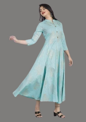 RACHNA FASHION Women Printed Anarkali Kurta(Blue)