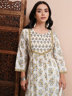 Vishudh Women Printed Straight Kurta(Multicolor)