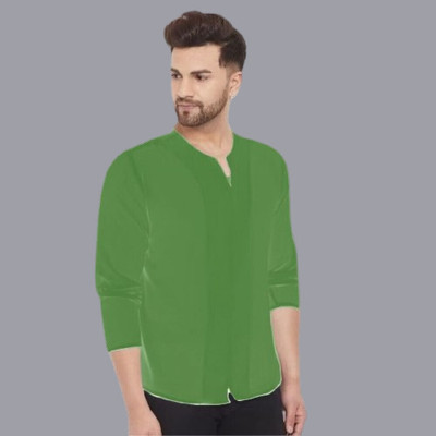 COSLETIC Men Solid Straight Kurta(Green)