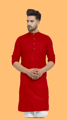 VINAARI Men Solid A-line Kurta(Red)