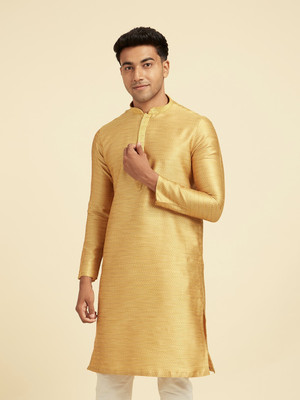 DIWAS by Manyavar Men Printed Straight Kurta(Yellow)